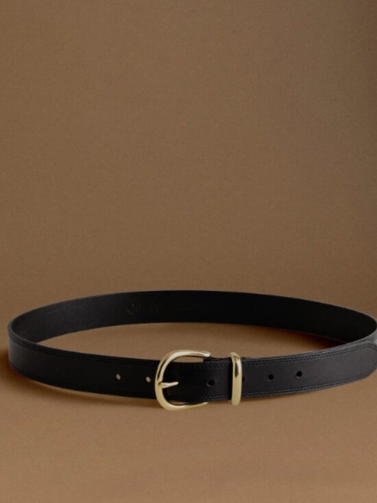 NWT Quince Allegra European Leather Belt in Black Size Medium